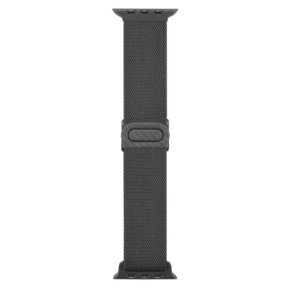 For Apple Watch 38mm Carbon Fiber Texture Snap Buckle Nylon Watch Band(Grey)