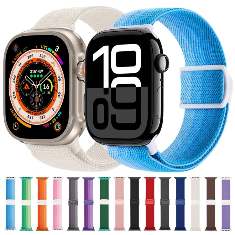 For Apple Watch 42mm Carbon Fiber Texture Snap Buckle Nylon Watch Band(Black)