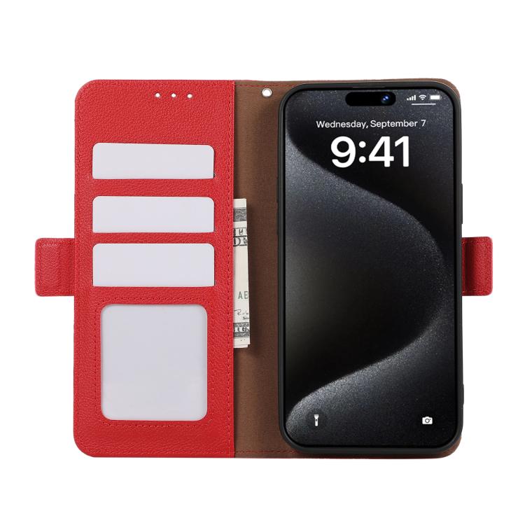 For iPhone 17 Air ABEEL Side-Magnetic Litchi Pattern Leather RFID Phone Case(Red)