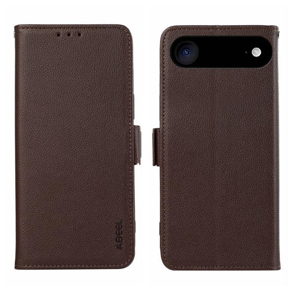 For iPhone 17 Air ABEEL Side-Magnetic Litchi Pattern Leather RFID Phone Case(Brown)