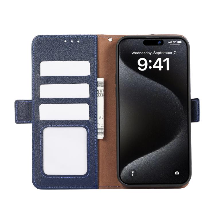 For iPhone 17 Air ABEEL Side-Magnetic Litchi Pattern Leather RFID Phone Case(Blue)