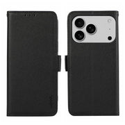 For iPhone 17 Pro ABEEL Side-Magnetic Litchi Pattern Leather RFID Phone Case(Black)