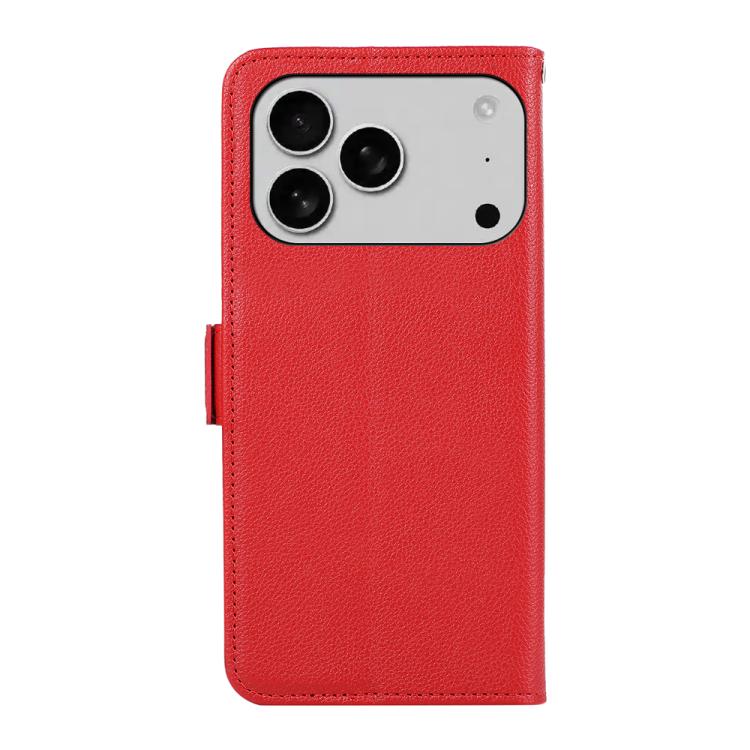 For iPhone 17 Pro ABEEL Side-Magnetic Litchi Pattern Leather RFID Phone Case(Red)