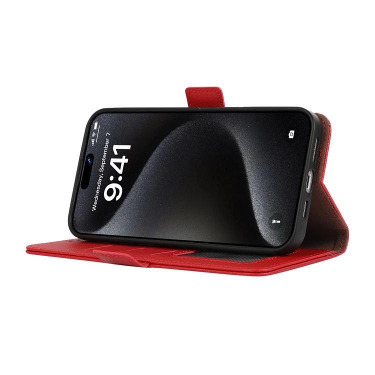 For iPhone 17 Pro ABEEL Side-Magnetic Litchi Pattern Leather RFID Phone Case(Red)