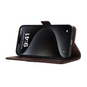 For iPhone 17 Pro ABEEL Side-Magnetic Litchi Pattern Leather RFID Phone Case(Brown)