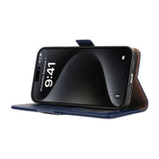 For iPhone 17 Pro ABEEL Side-Magnetic Litchi Pattern Leather RFID Phone Case(Blue)
