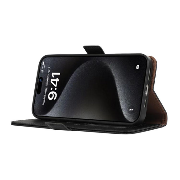 For iPhone 17 Pro Max ABEEL Side-Magnetic Litchi Pattern Leather RFID Phone Case(Black)