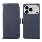 For iPhone 17 Pro Max ABEEL Side-Magnetic Litchi Pattern Leather RFID Phone Case(Blue)