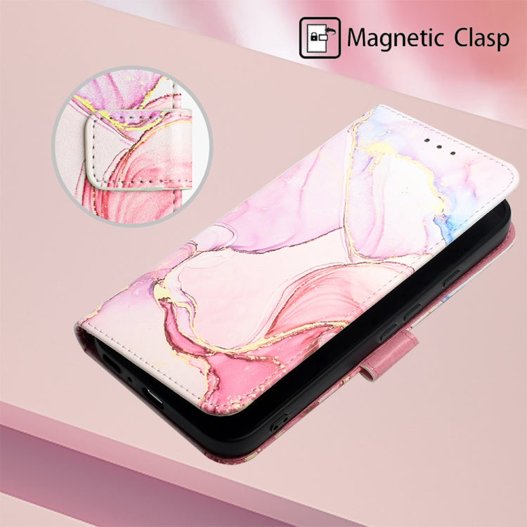 For Google Pixel 9 PT003 Marble Pattern Flip Leather Phone Case(Rose Gold)