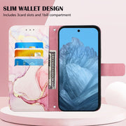 For Google Pixel 9 PT003 Marble Pattern Flip Leather Phone Case(Rose Gold)