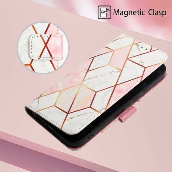 For Google Pixel 9 Pro PT003 Marble Pattern Flip Leather Phone Case(Pink White)
