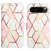 For Google Pixel 9 Pro PT003 Marble Pattern Flip Leather Phone Case(Pink White)