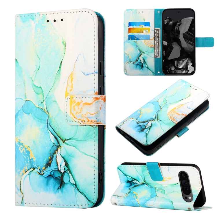 For Google Pixel 9 Pro PT003 Marble Pattern Flip Leather Phone Case(Green)
