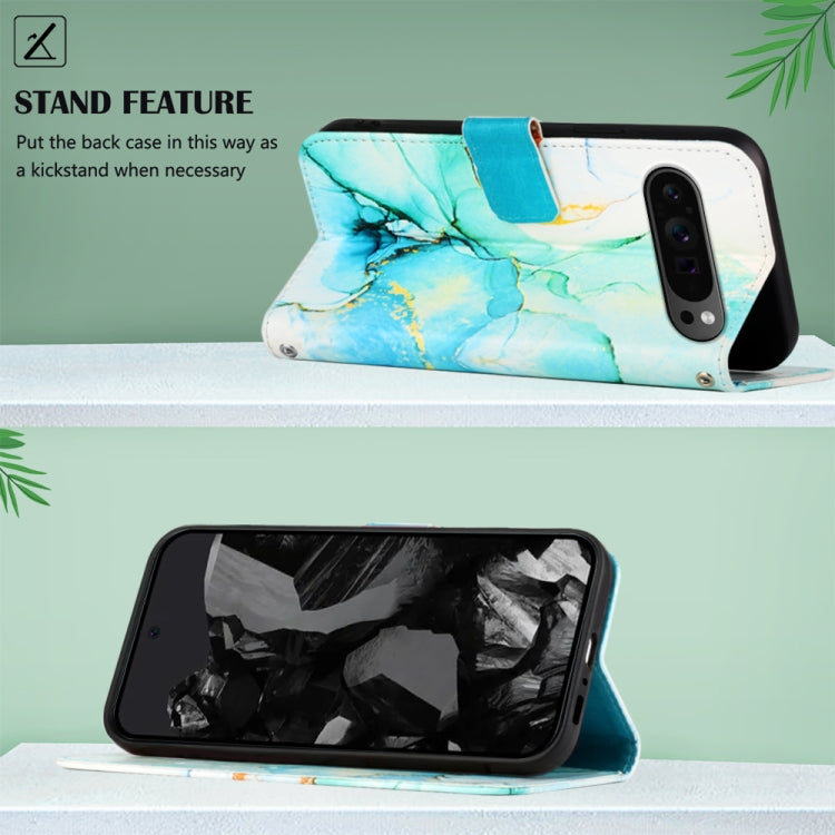 For Google Pixel 9 Pro PT003 Marble Pattern Flip Leather Phone Case(Green)