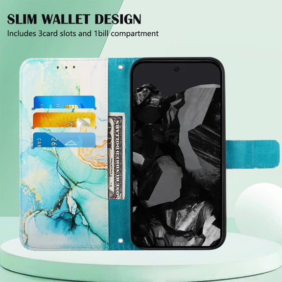 For Google Pixel 9 Pro PT003 Marble Pattern Flip Leather Phone Case(Green)
