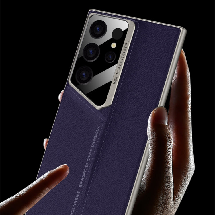 For Samsung Galaxy S23 Ultra 5G GKK Blade Ultra-thin Leather Full Coverage Phone Case(Purple)