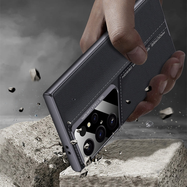For Samsung Galaxy S23 Ultra 5G GKK Blade Ultra-thin Leather Full Coverage Phone Case(Carbon Fibre)