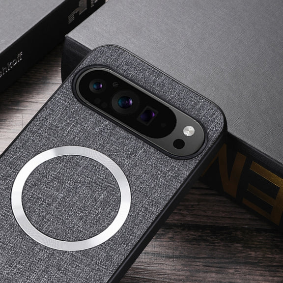 For Google Pixel 9 CD Magnetic Ring Cloth Texture PU Phone Case(Orange)