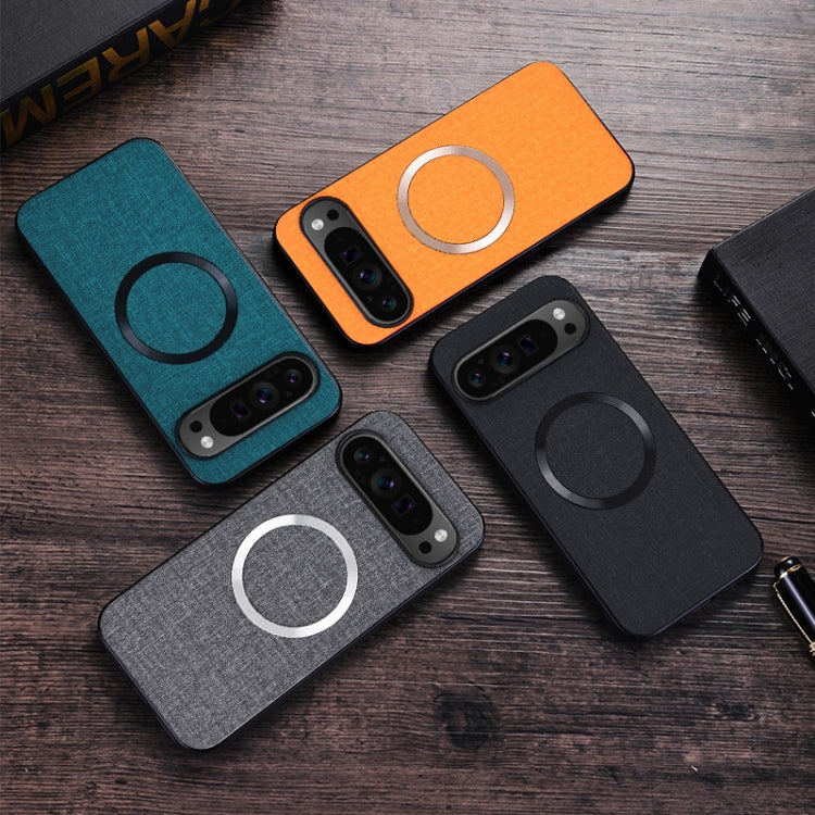 For Google Pixel 9 Pro CD Magnetic Ring Cloth Texture PU Phone Case(Purple)
