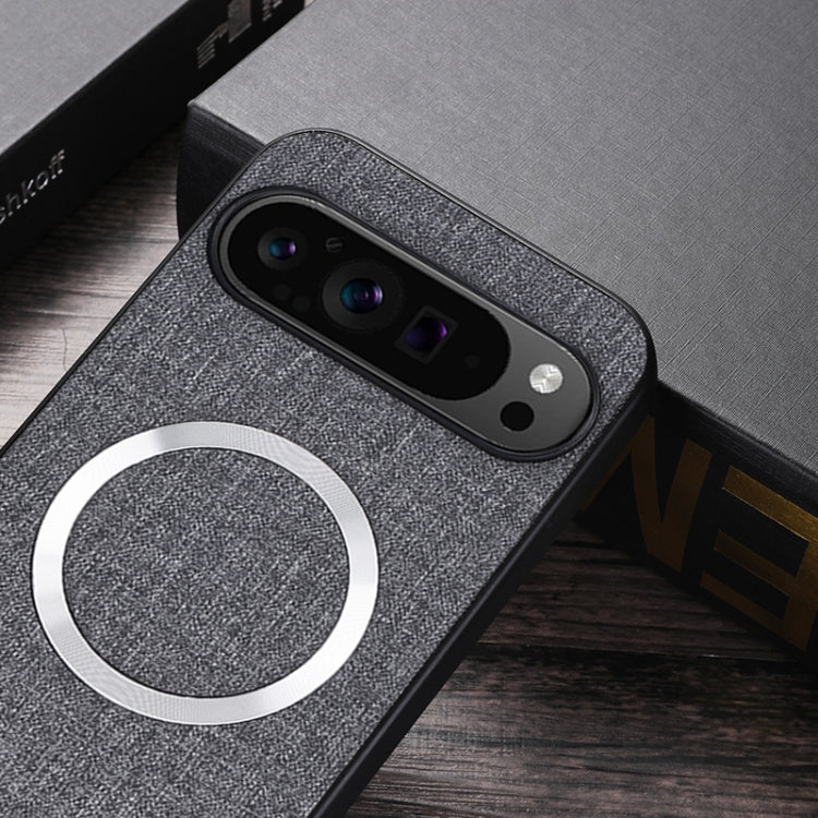 For Google Pixel 9 Pro CD Magnetic Ring Cloth Texture PU Phone Case(Purple)