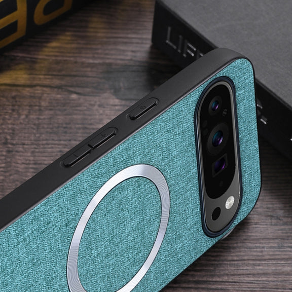 For Google Pixel 9 Pro CD Magnetic Ring Cloth Texture PU Phone Case(Purple)