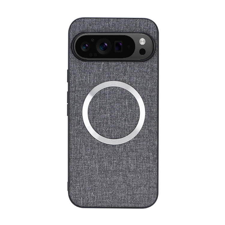 For Google Pixel 9 Pro CD Magnetic Ring Cloth Texture PU Phone Case(Grey)