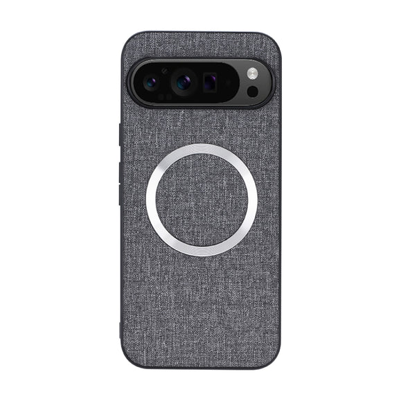 For Google Pixel 9 Pro CD Magnetic Ring Cloth Texture PU Phone Case(Grey)