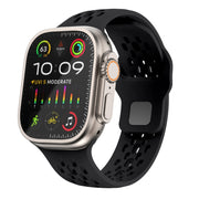 For Apple Watch Ultra 2 49mm Oval Holes Fluororubber Watch Band(Black)