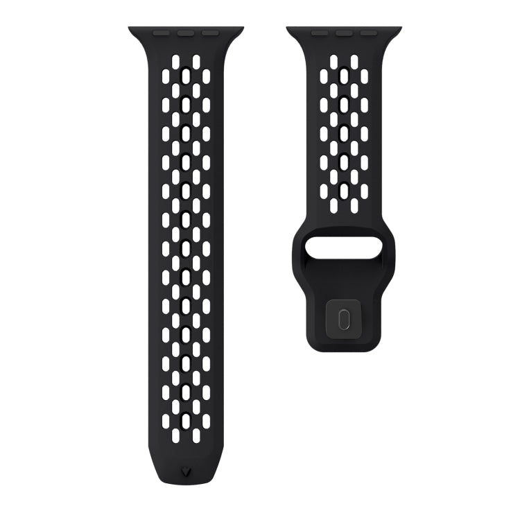 For Apple Watch Ultra 2 49mm Oval Holes Fluororubber Watch Band(Black)