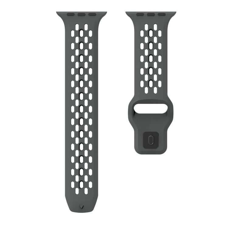 For Apple Watch Ultra 2 49mm Oval Holes Fluororubber Watch Band(Dark Grey)