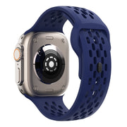 For Apple Watch Ultra 2 49mm Oval Holes Fluororubber Watch Band(Midnight Blue)
