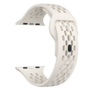 For Apple Watch Series 9 45mm Oval Holes Fluororubber Watch Band(Starlight)