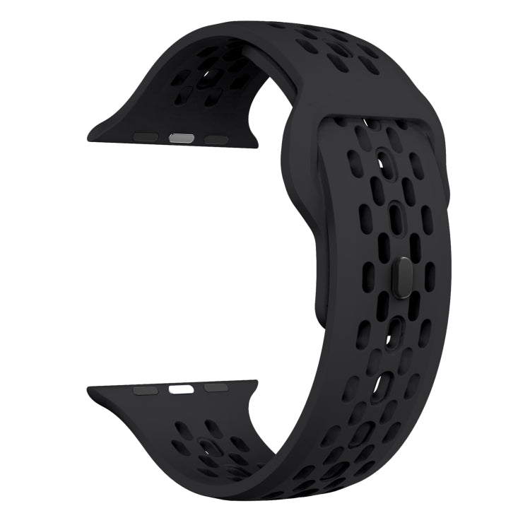 For Apple Watch Ultra 49mm Oval Holes Fluororubber Watch Band(Black)