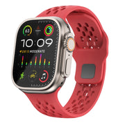 For Apple Watch Ultra 49mm Oval Holes Fluororubber Watch Band(Red)