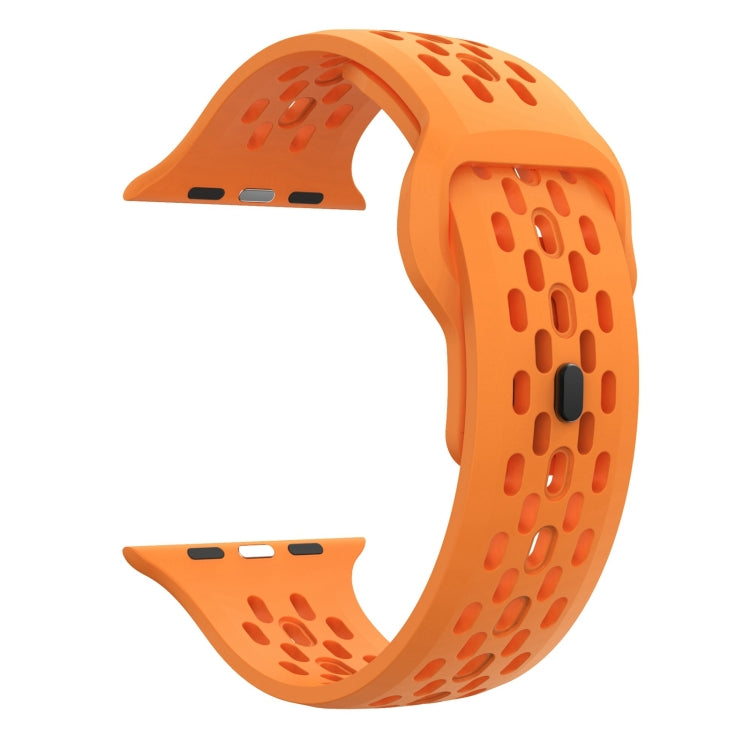 For Apple Watch Series 8 45mm Oval Holes Fluororubber Watch Band(Orange)