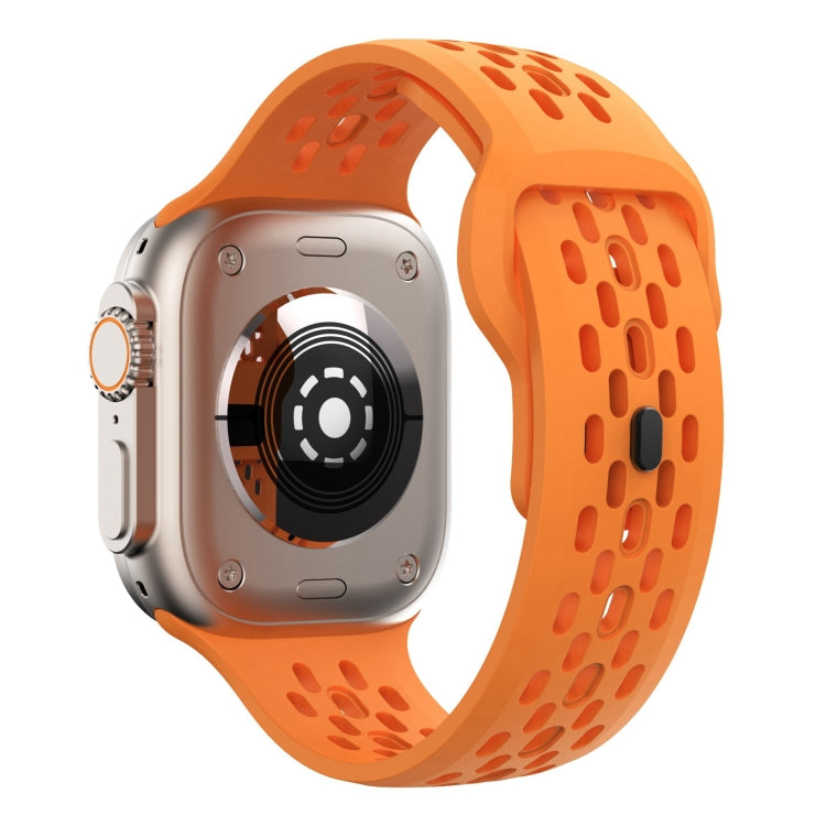 For Apple Watch Series 8 45mm Oval Holes Fluororubber Watch Band(Orange)