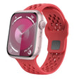For Apple Watch Series 7 45mm Oval Holes Fluororubber Watch Band(Red) - Watch Bands by PMC TechLife | Online Shopping South Africa | PMC TechLife