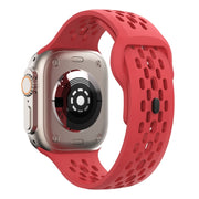 For Apple Watch Series 7 45mm Oval Holes Fluororubber Watch Band(Red)