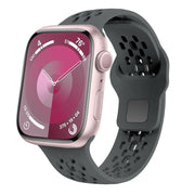 For Apple Watch Series 7 45mm Oval Holes Fluororubber Watch Band(Dark Grey)