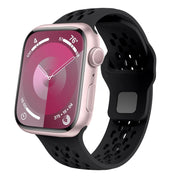 For Apple Watch Series 6 44mm Oval Holes Fluororubber Watch Band(Black)