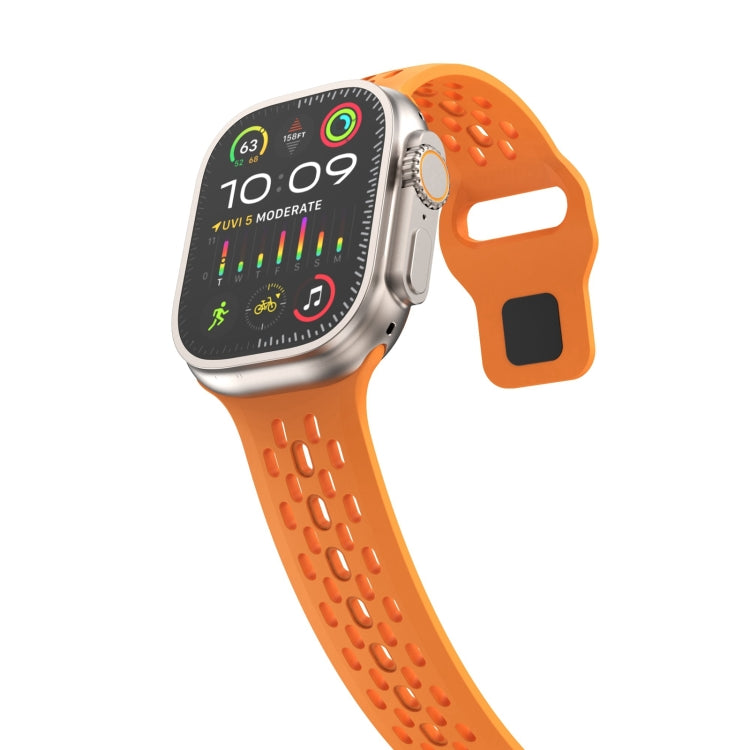 For Apple Watch Series 5 44mm Oval Holes Fluororubber Watch Band(Orange)