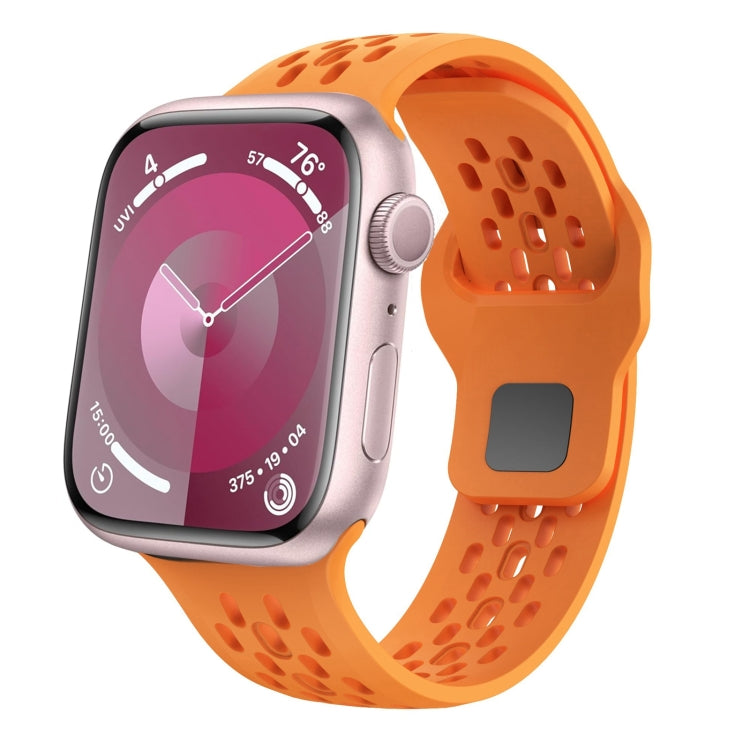For Apple Watch Series 4 44mm Oval Holes Fluororubber Watch Band(Orange)
