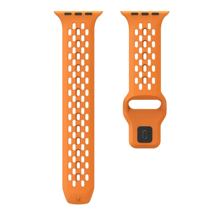 For Apple Watch Series 4 44mm Oval Holes Fluororubber Watch Band(Orange)