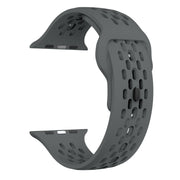 For Apple Watch Series 4 44mm Oval Holes Fluororubber Watch Band(Dark Grey)