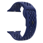 For Apple Watch Series 3 42mm Oval Holes Fluororubber Watch Band(Midnight Blue)