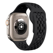 For Apple Watch Series 2 42mm Oval Holes Fluororubber Watch Band(Black)