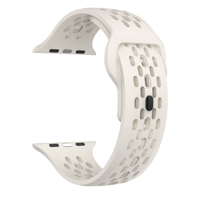 For Apple Watch Series 2 42mm Oval Holes Fluororubber Watch Band(Starlight)