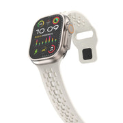 For Apple Watch Series 2 42mm Oval Holes Fluororubber Watch Band(Starlight)