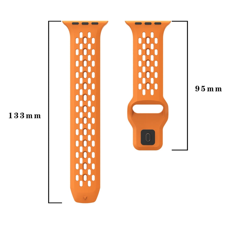 For Apple Watch Series 8 45mm Oval Holes Fluororubber Watch Band(Starlight)