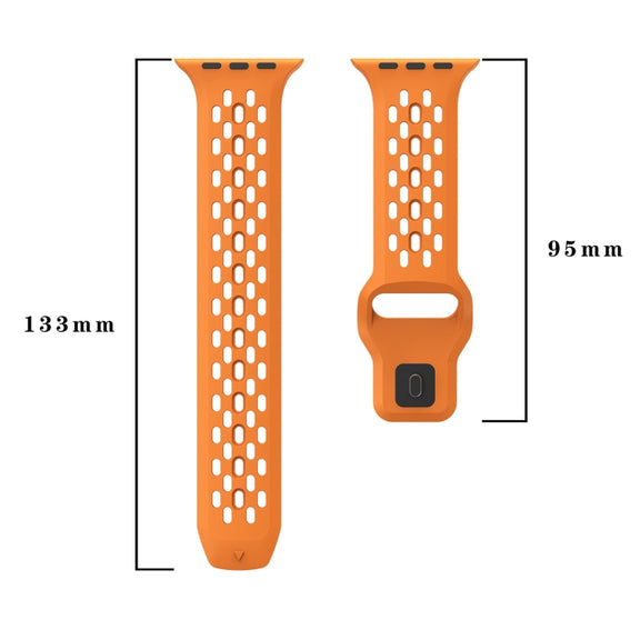 For Apple Watch Series 4 44mm Oval Holes Fluororubber Watch Band(Red)